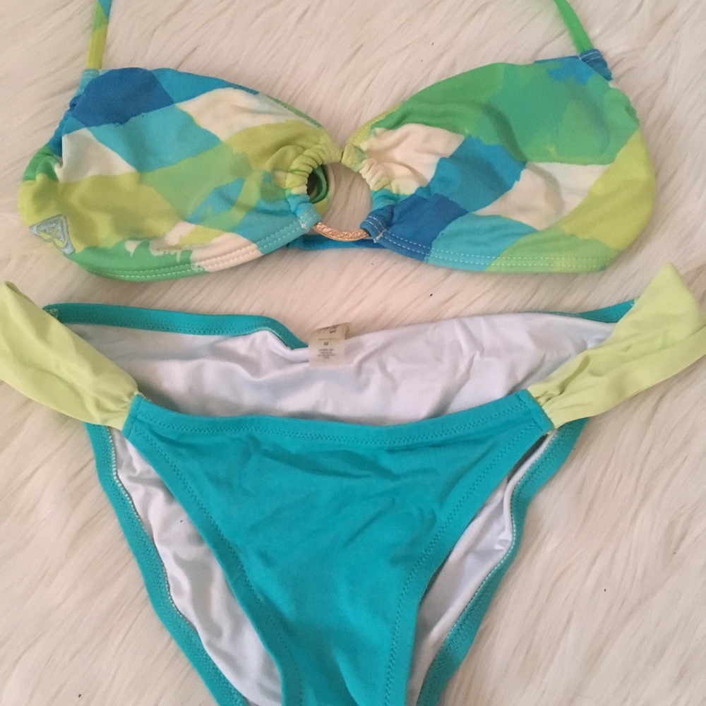 aqua teal blue mix match bikini size medium